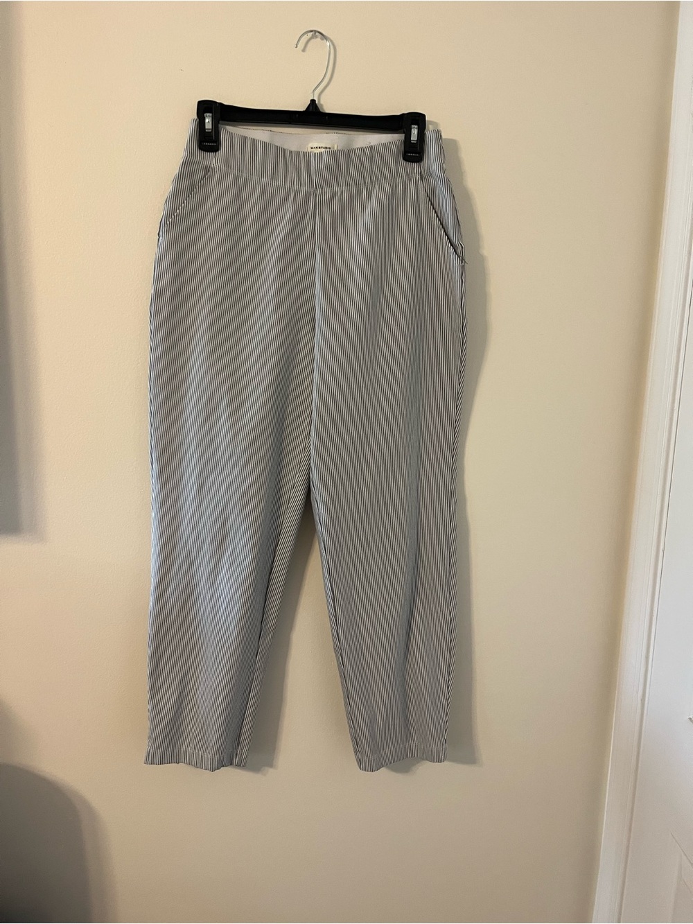 Max Studio Light Gray Pinstripe Trousers